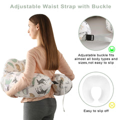 Wide adjustable waist strap on BATTOP nursing pillow keeps it secure