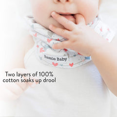 Bazzle Baby scarf bib nickel-free snaps ease dressing and undressing.