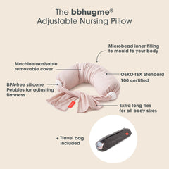bbhugme nursing pillow with secure ties demonstrating versatile positioning during feeding.