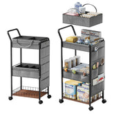 BBLIKE 3-Tier Diaper Caddy top basket with handles keeps diapers and wipes within reach
