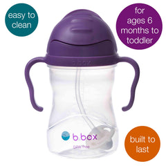 b.box Lemon Sippy Cup features easy-grip handles for self-feeding.