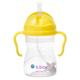 b.box Lemon Sippy Cup with weighted straw lets babies drink from any angle.