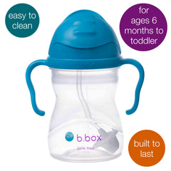 b.box easy-grip handles with volume markings support independent sipping.