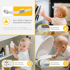 BBsecure adhesive straps demonstrate a secure, toddler-resistant locking design in use.