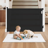 BBsecure retractable baby gate on stairs, 38-inch tall for secure stair access.
