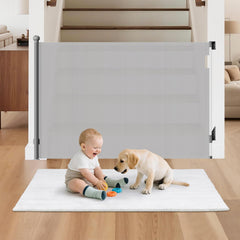 BBsecure retractable gate fully extended across a doorway for wide, safe coverage.