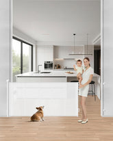 BBsecure upgraded retractable gate fully extended blocks kids and pets safely