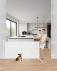 BBsecure upgraded retractable gate fully extended blocks kids and pets safely