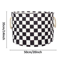 BBSET checked nursery basket handles close-up, reinforced stitching for heavy loads.