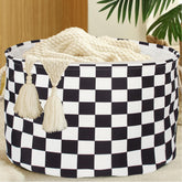 BBSET checked nursery basket large front view, ideal for blankets and toys.