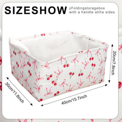 BBSET Coquette pink bow storage basket shown in toy storage setup.