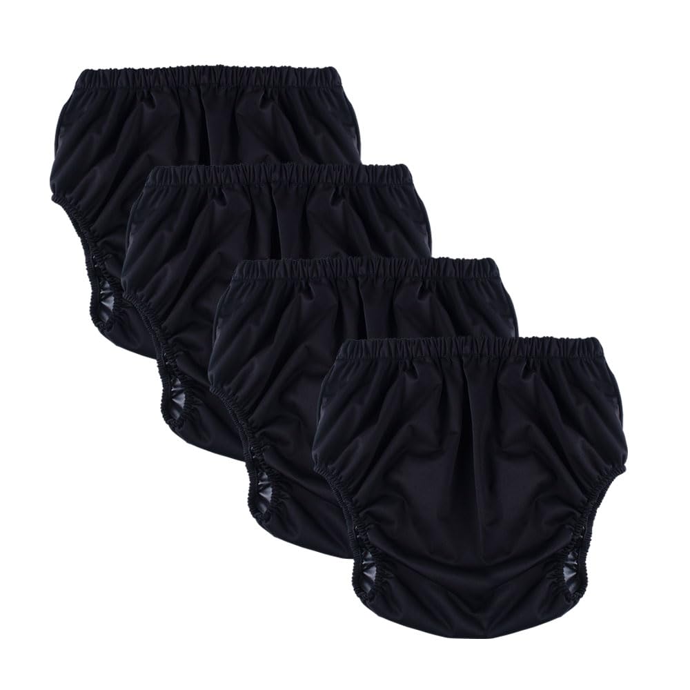 BBSHOW adult cloth diaper cover in black with pull-on design for discreet protection