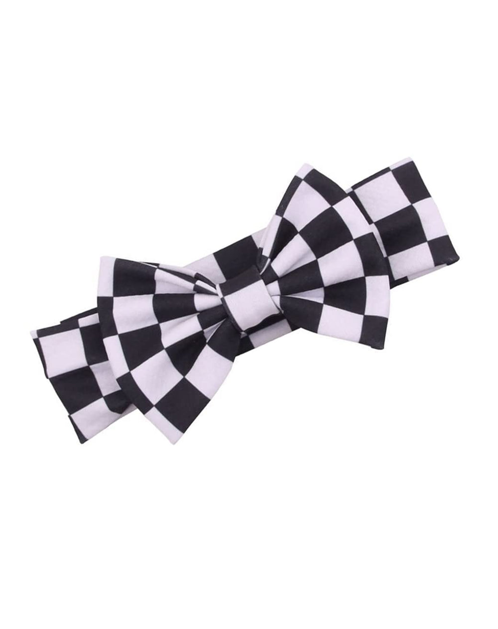 BBTDIN plaid turban headband bow in black and white, ideal for everyday wear.