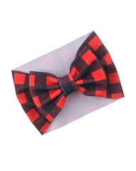 BBTDIN baby plaid turban headband with bow, checkered design for adorable photos.