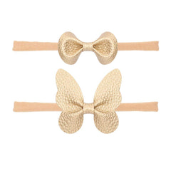 BBTDIN butterfly headband in gold for baby girls, ideal for daily outfits and special occasions.