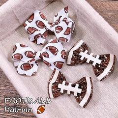 BBTDIN football hair bow clip blue back view, comfy fit for school days