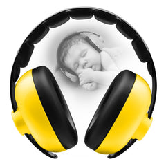 BBTKCARE baby ear protection front view in yellow provides gentle shielding for naps