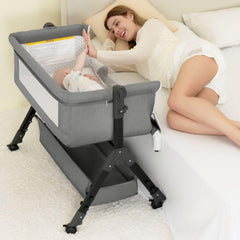 BCOL 3 in 1 baby bassinet in bedside mode for convenient nighttime access.