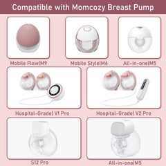 BDICOVE flange inserts highlight compatibility with Momcozy M9 and M6 pumps for customization.