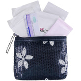 Be Prepared First Period Kit to-Go bag open, organized teen privacy in view.