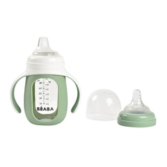 Beaba transition cup with spout enabling easy switch from bottle