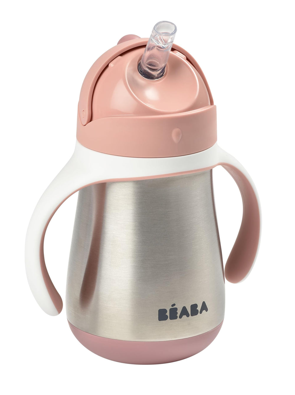 BEABA rose stainless steel straw sippy cup ready for travel and independence