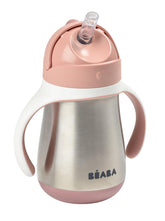 BEABA rose stainless steel straw sippy cup ready for travel and independence