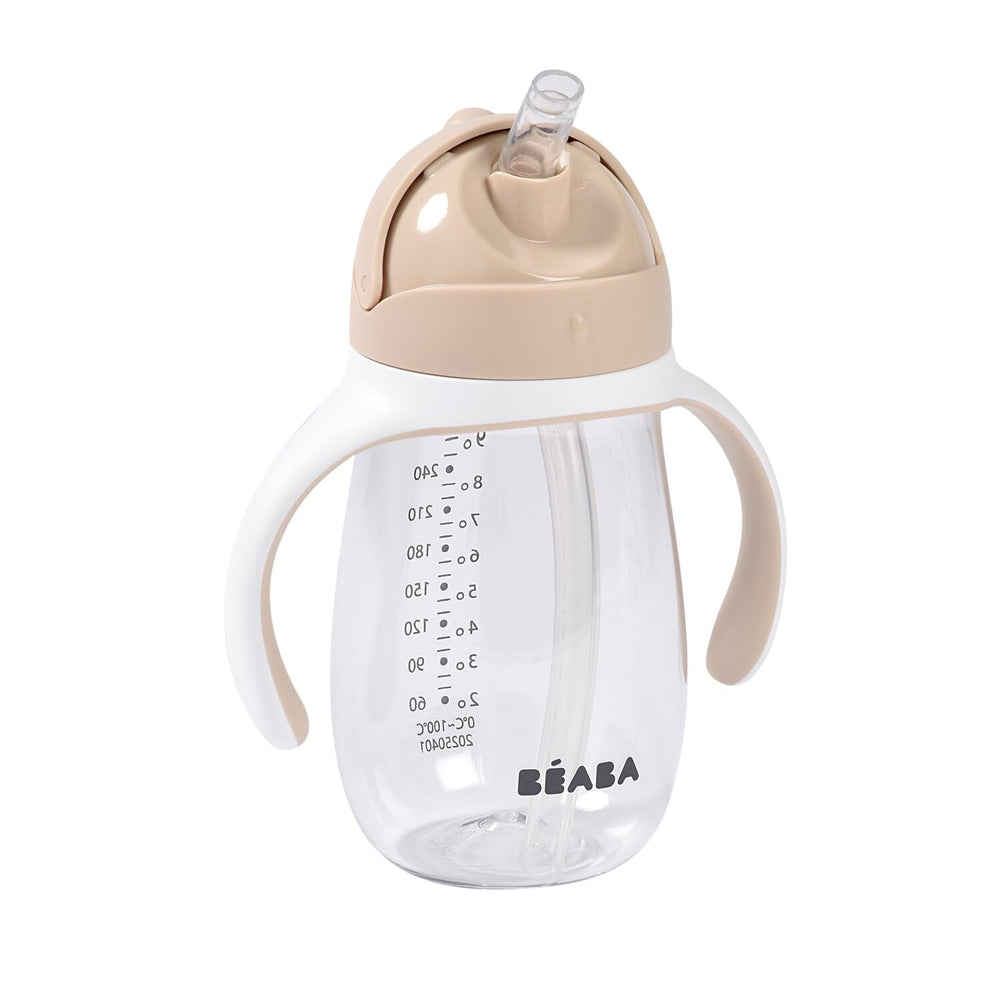 Beaba Straw Sippy Cup with handles shown for easy grip and transition