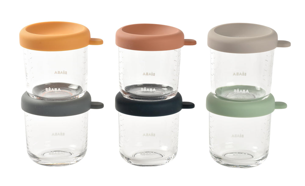BEABA Sunrise 6-pack glass jars for easy meal prep and fresh baby foods.