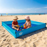 BeachBoba sandproof blanket with side walls keeps sand out during play.