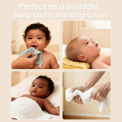 Bear Rocket washcloths used as burp cloths to catch spills softly.