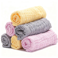 Bear Rocket Organic Muslin Washcloths 6-pack pack shot shows a soft, absorbent baby care set.