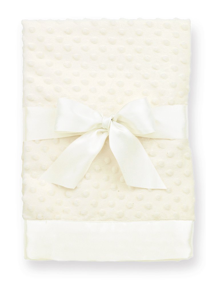 Bearington Baby Creamy White Dottie Snuggle Blanket, 28.5-inch plush warmth.