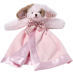 Bearington Baby Wiggles Snuggler in pink velour lovey for soothing cuddles and security.