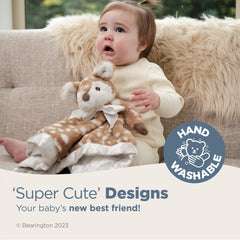 Embroidered safety eyes on Bearington Lil’ Willow Snuggler invite safe play.