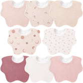 Bearmoss 8-pack muslin baby bibs front view showing absorbent protection for outfits