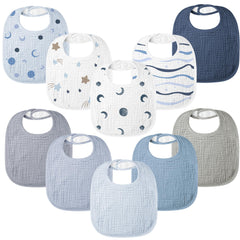 Bearmoss baby bib with soft muslin front and absorbent back for gentle daily use.
