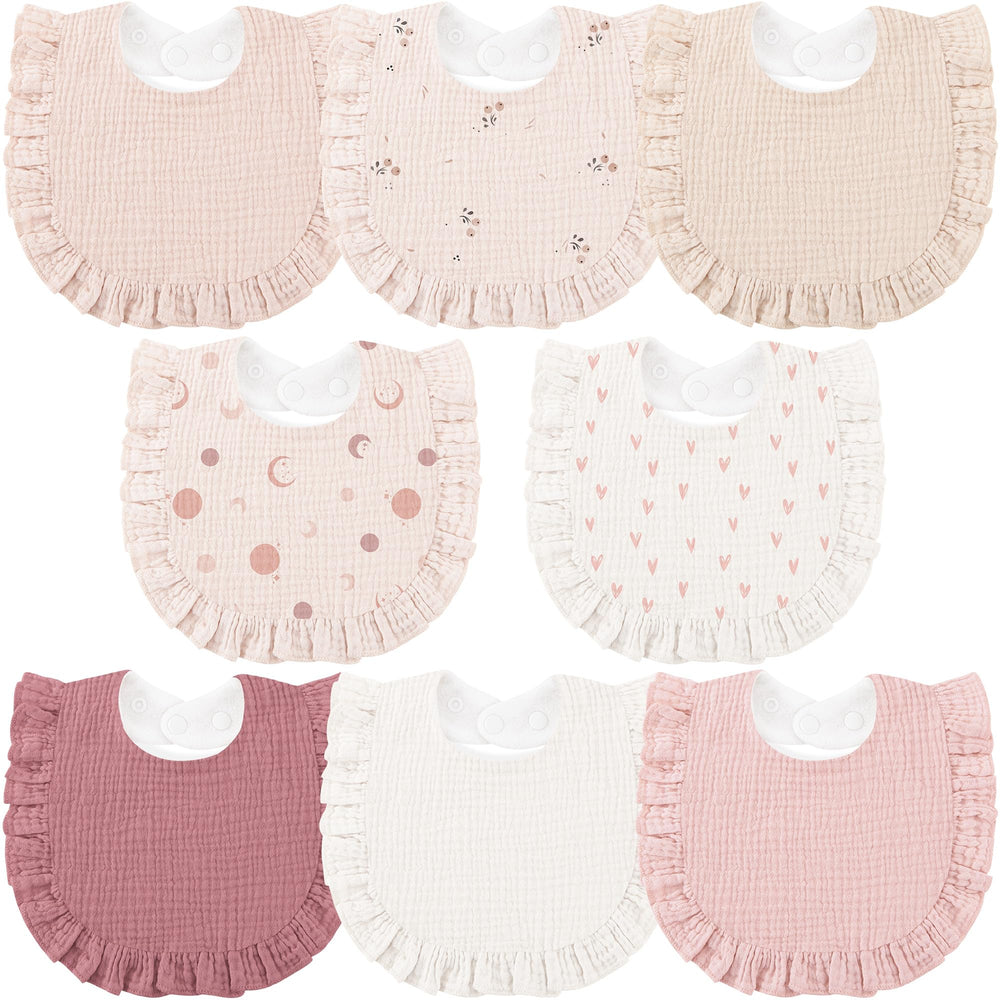 Bearmoss bibs front view with soft muslin and plush backing for dry, comfortable wear