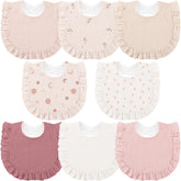 Bearmoss bibs front view with soft muslin and plush backing for dry, comfortable wear