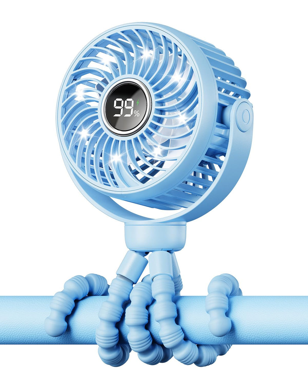 Bearwind mini stroller fan front view showing compact travel-friendly design