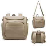 Beaulyn leather diaper bag backpack with front pocket for quick access to essentials.