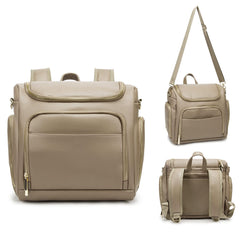 Beaulyn leather diaper bag backpack with front pocket for quick access to essentials.