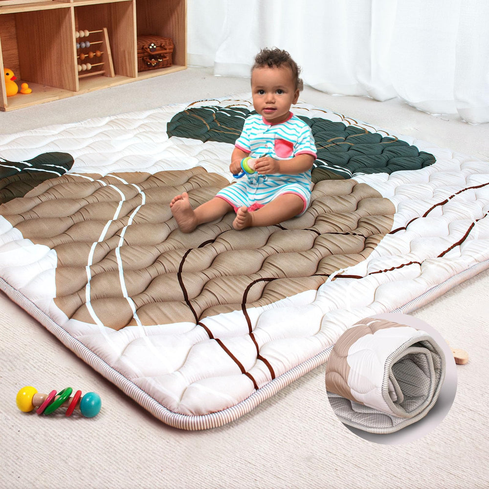 Beavtaens baby play mat 50x50 folded for compact storage and quick setup.