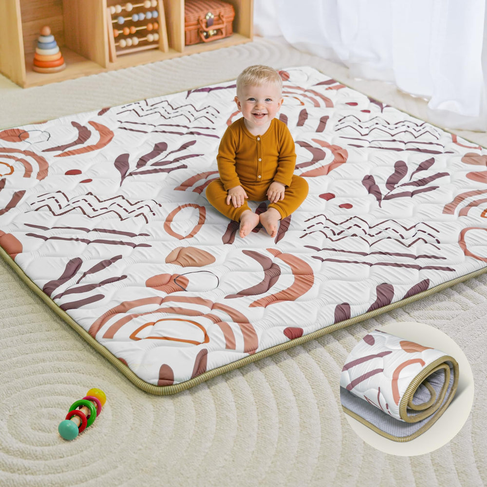 Beavtaens baby play mat in orange nature offers plush comfort for tummy time