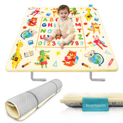 Beavtaens ultra thick flannel play mat folded for easy transport and storage.