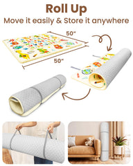 Beavtaens play mat with non-slip bottom stays steady on smooth floors.