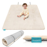 Beavtaens Ultra Thick Flannel Play Mat with elastic storage strap for easy organization.