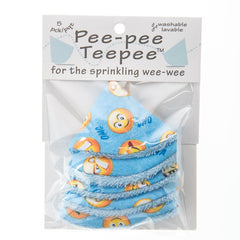 Beba Bean pee shield for baby boy during diaper change.