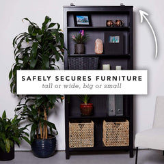 Bebe Earth cabinet and shelf straps keeping furniture upright and organized