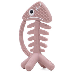 Bebe Mondo 3-in-1 teether fish rose pink main view; promotes tactile exploration.